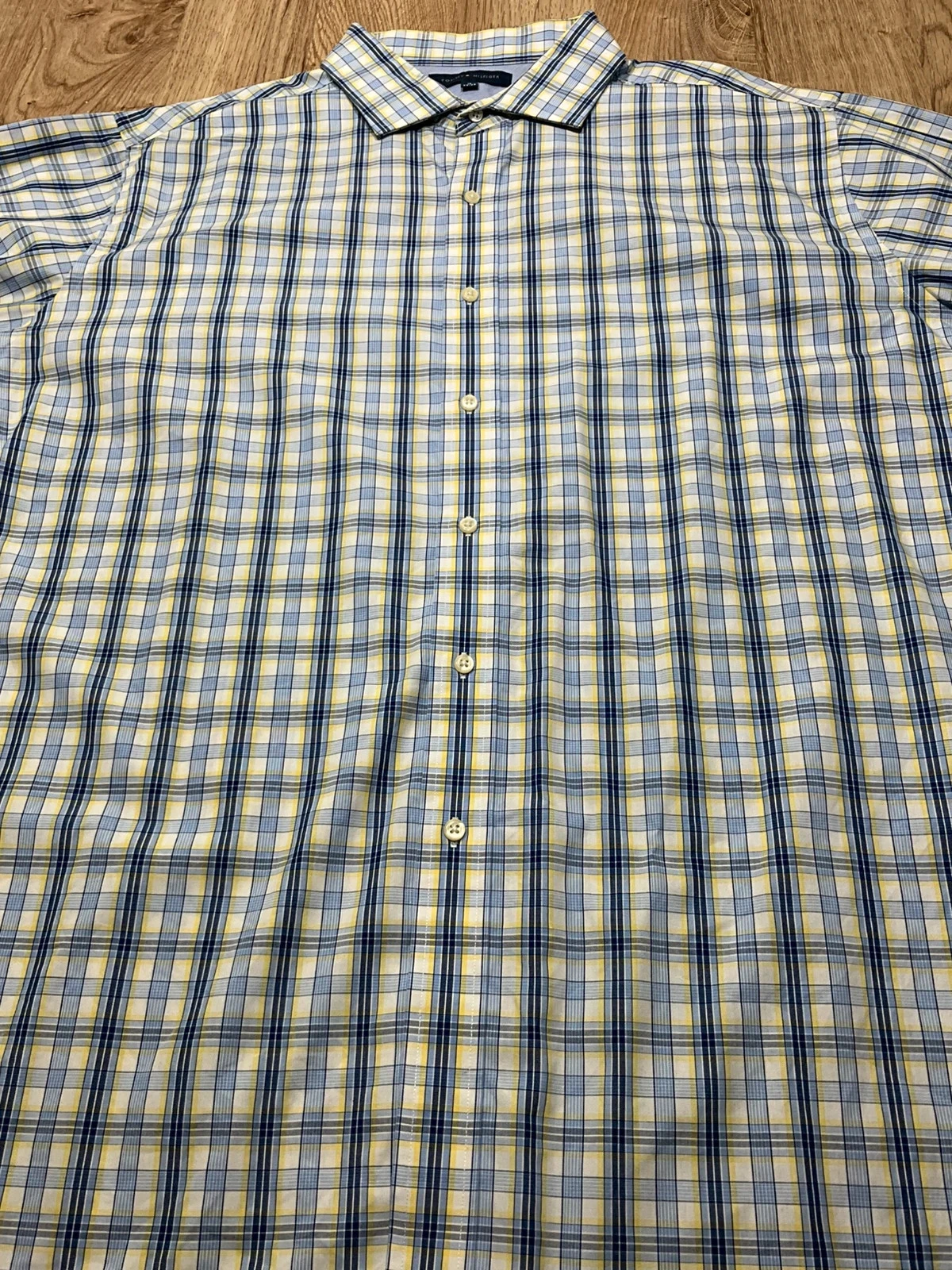 Chemise Tommy Hilfiger Taille 18 34-35 Prepy Coton Bleu Jaune Carreaux – photo 4